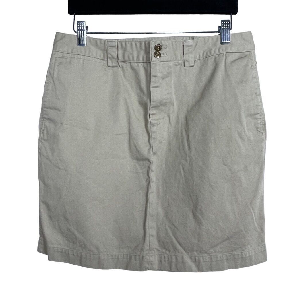 Lauren Ralph Lauren‎ Skirt 10 Tan Lace Up Back Straight Preppy Casual Timeless